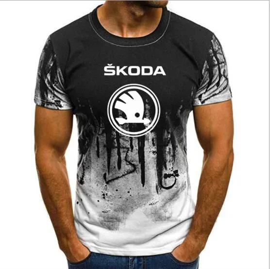 

2019 High Quality S-4XL Brand printing Skoda 100% T shirt Summer men short sleeve T shirt Camouflage Short Sleeve tshirt Casual