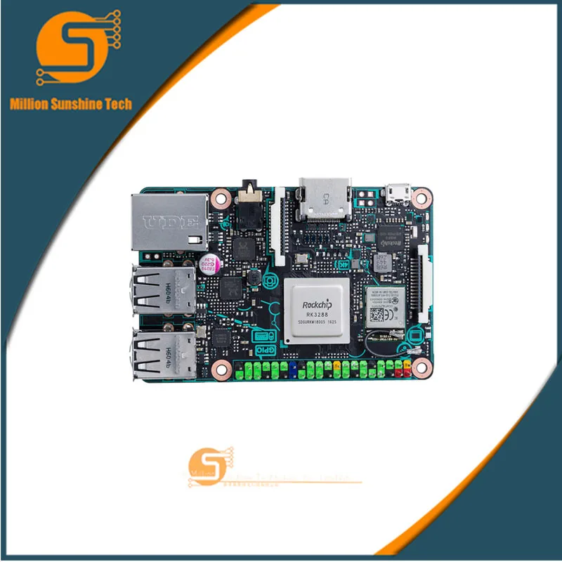 Плата ASUS SBC Tinker S RK3288 SoC 1,8 ГГц четырехъядерный процессор, 600 МГц Mali-T764 GPU, 2 Гб LPDDR3 и 16 Гб eMMC tinkerboard