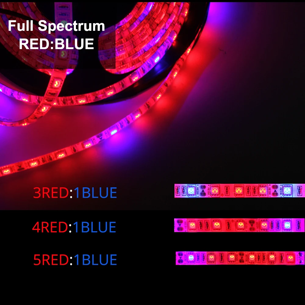 DC12V Светодиодный светильник для выращивания растений 5 м IP65 водонепроницаемая светодиодная лента 5050 для теплицы гидропоники аквариума светильник для роста растений