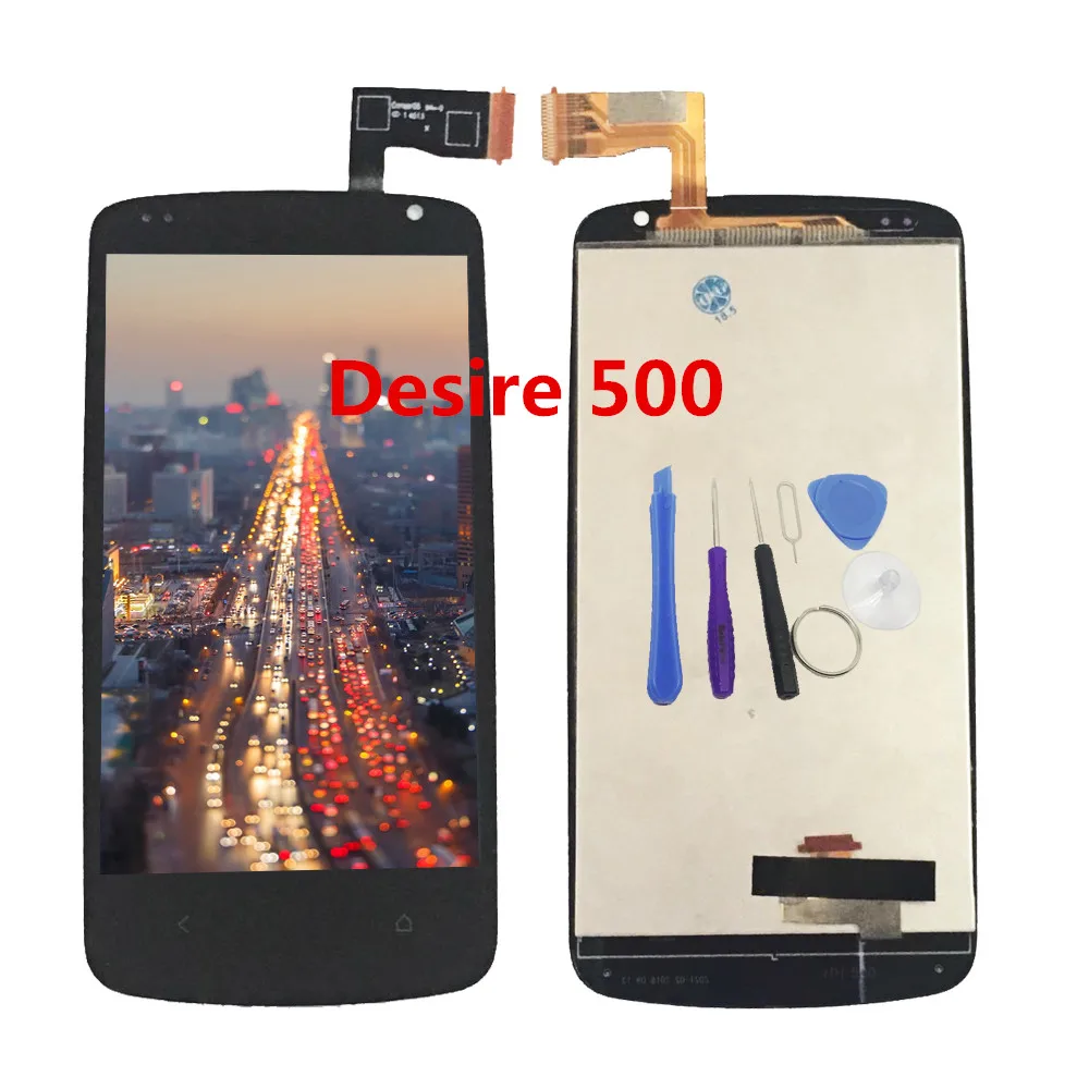 ЖК-дисплей 4 3 дюйма в сборе для HTC Desire 500 510 со стеклянным сенсором черного цвета с