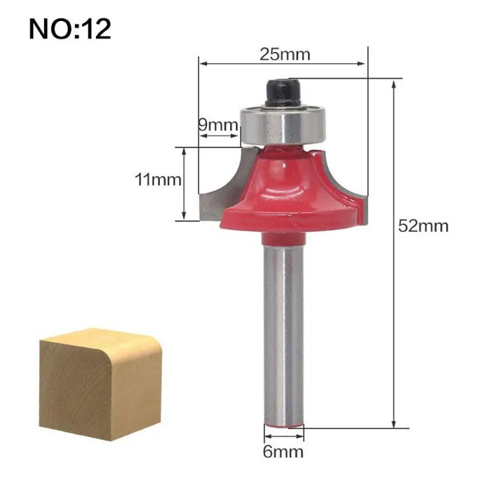 Фреза 1 шт. 6 мм хвостовик древесины фрезы прямой концевой фрезы триммер очистка заподлицо отделка угловая круглая бухта коробка биты инструменты - Длина режущей кромки: NO 12