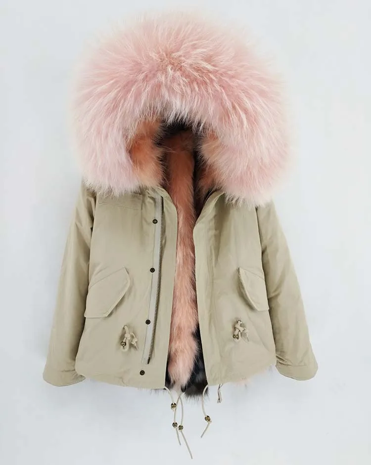 Модная зимняя женская куртка с воротником из натурального меха енота, Толстая теплая парка с натуральным лисьим мехом