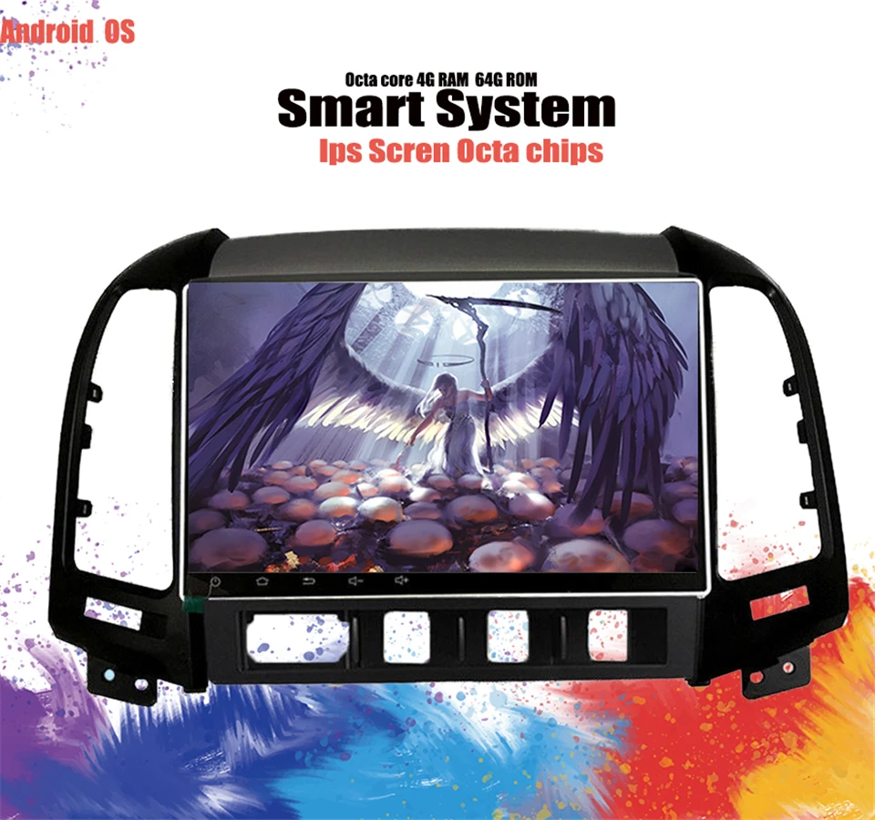 Perfect 9" IPS Octa Core 4G Android 9.1 4GB RAM 64GB ROM Car DVD Player Radio GPS Navigation For Hyundai Santa Fe 2007-2012 Head Unit 2