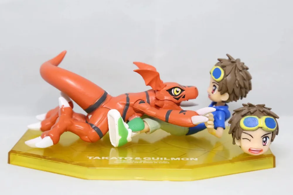 HKXZM Anime Figure 10CM Digimon Guilmon& Matsuda Takato PVC Figure Collectible Model Toy