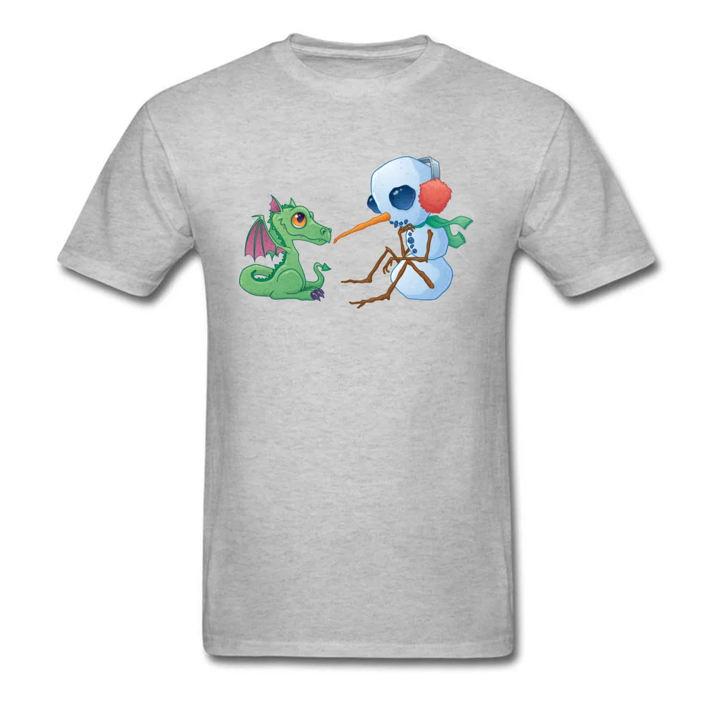 Brand New Men T-Shirt Crew Neck Short Sleeve 100% Cotton Fabric Snowman and Dragon Tops Shirt Europe T-Shirt Top Quality Snowman and Dragon grey