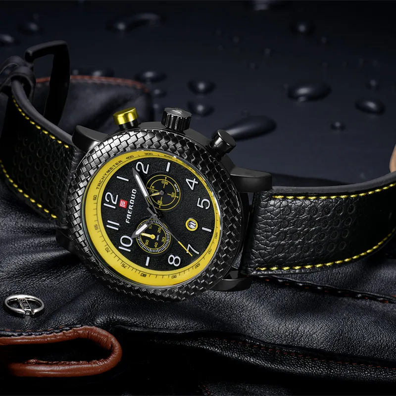 

Snake texture Leisure Men's Watch Leather Strap Quartz Water Resistant Business Wristwatch Chronograph Clock Relogio masculino