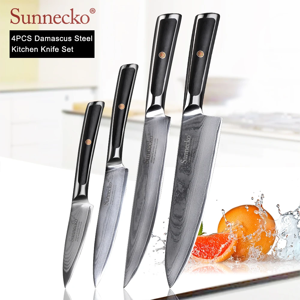 4 шт. набор кухонных ножей из дамасской стали|knife set|kitchen knife setdamascus knives kitchen set |