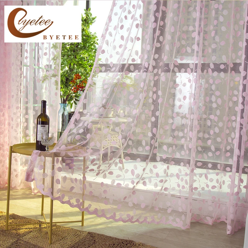 

[byetee] Curtain Jacquard Window Curtain Tulle Sheer Kitchen Door Organza Luxury Curtains For Bedroom Living Room Yarn Drapes