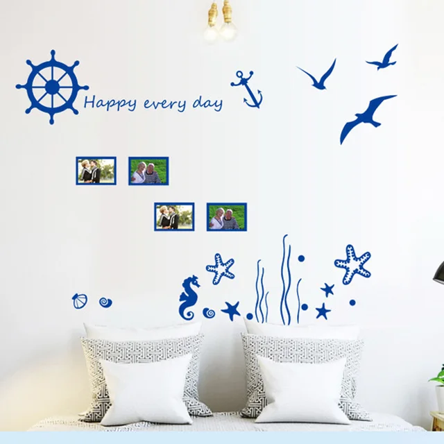 candiway blue ocean wall sticker kids room home decor nursery wall