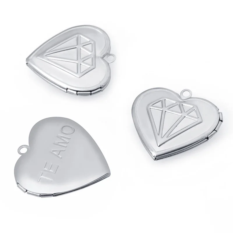 

29mm Stainless Steel Photo Locket Pendant Charms Openable Love Heart TE AMO Photo Locket Pendant NO Fade Wholesale