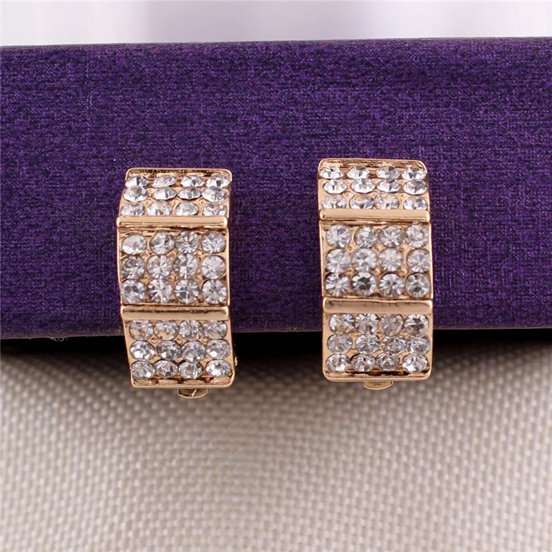 geometric shape vintage clip on earrings for women rhinestone earrings  (19)