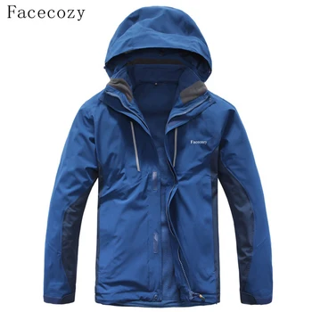 

Facecozy Men's Winter Softshell Waterproof Two Sets Fleece Hiking Jackets Camping Fishing Ski Thermal Coat Outdoor Sportswear