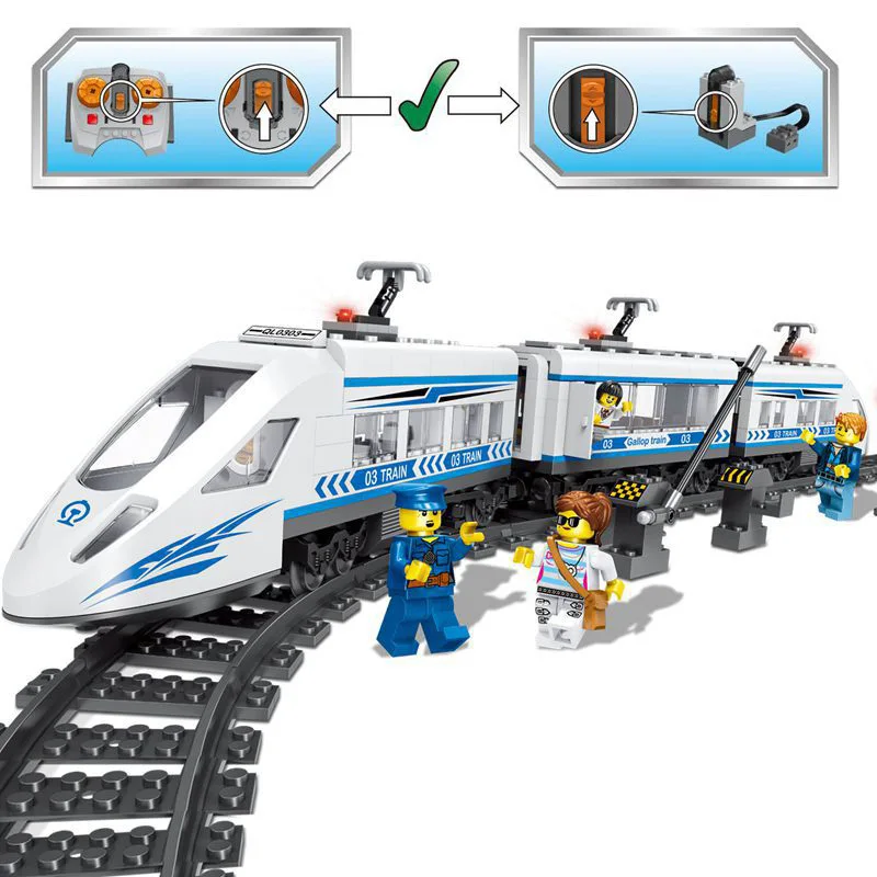 

Compatible legoed city electric passenger train Model building remote power rails sets track IR blocks bricks children kids toys