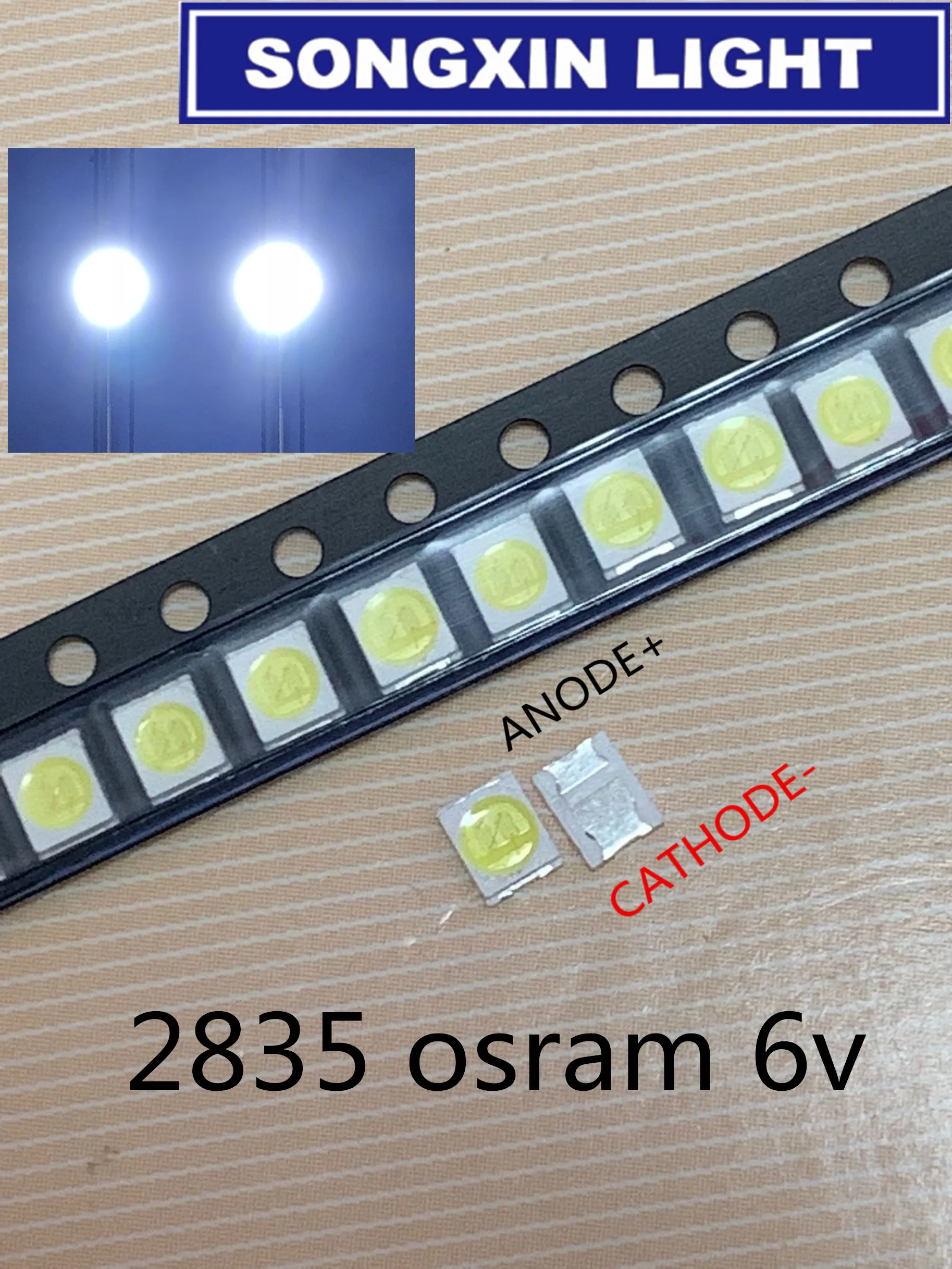 

100pcs OSRAM LED Backlight High Power LED 1.5W 6V 1210 3528 2835 131LM Cool white LCD Backlight for TV TV Application