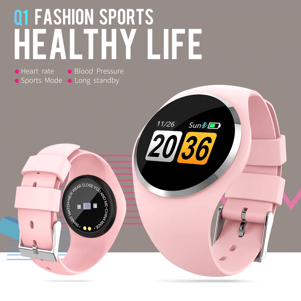 

Q1 Fashion Lady Women Smart Watch Fashion Women Heart Rate Monitor Fitness Tracker Smartwatch APP Support For Android IOS