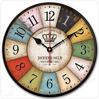 

Art Vintage Wood Wall Clock Watch Mechanism Hidden Secret Stash Hiding Watch Relogio Parede Kitchen Decoration Retro 50ZB224