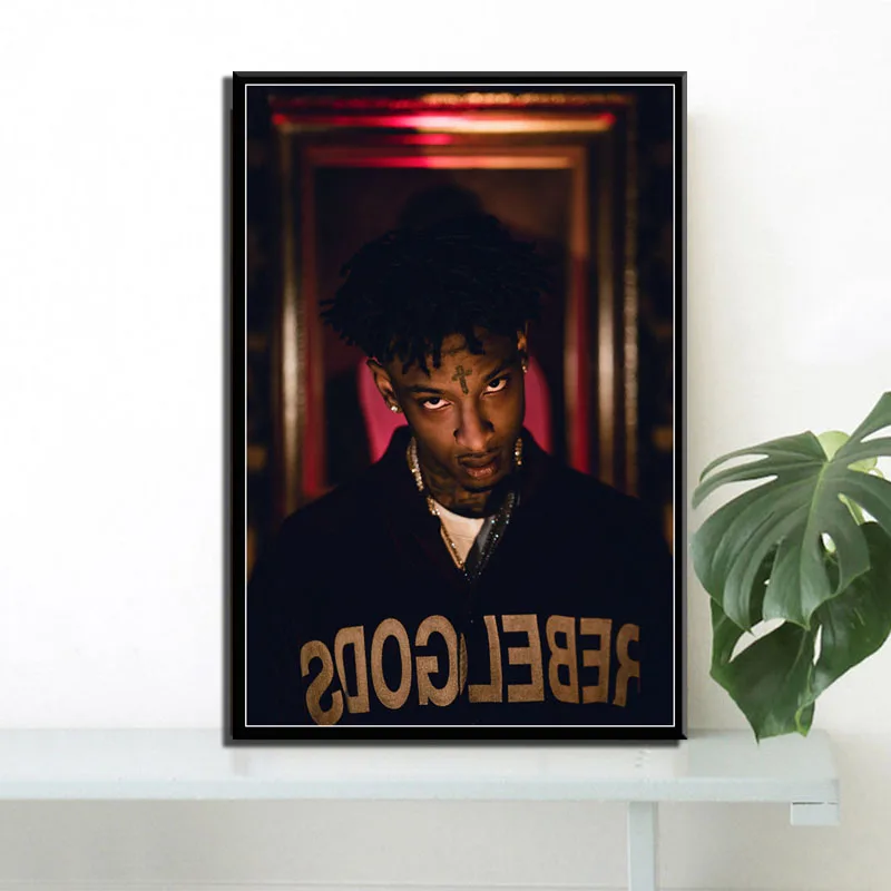 P551 21 Savage Rap музыкальная звезда хип хоп художественная живопись Шелковый Холст