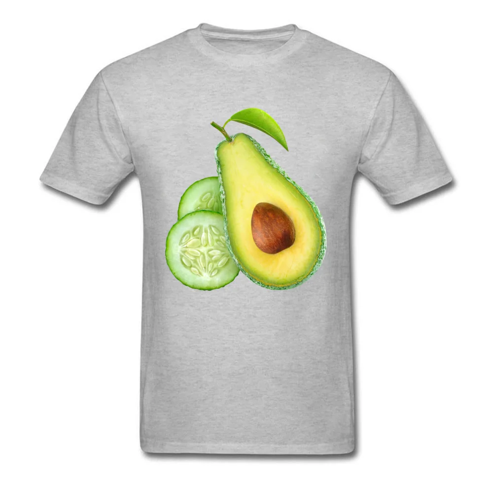 Printed On Avocado and cucumber Men's Top T-shirts Retro Summer Short Sleeve Round Neck 100% Cotton Tees Birthday Clothing Shirt Avocado and cucumber grey