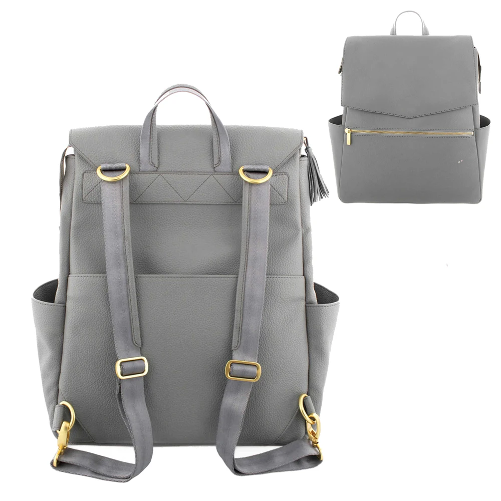 Large PU Leather Diaper Bag Backpack +Changing Pad+Stroller Straps