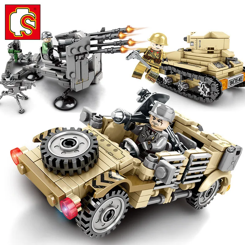 

Empires Of Steel Series 4pcs/lot Battlefield Legoing WW2 Tank Army Toy Blocks Military Vehicles World War 2 Toys For Children