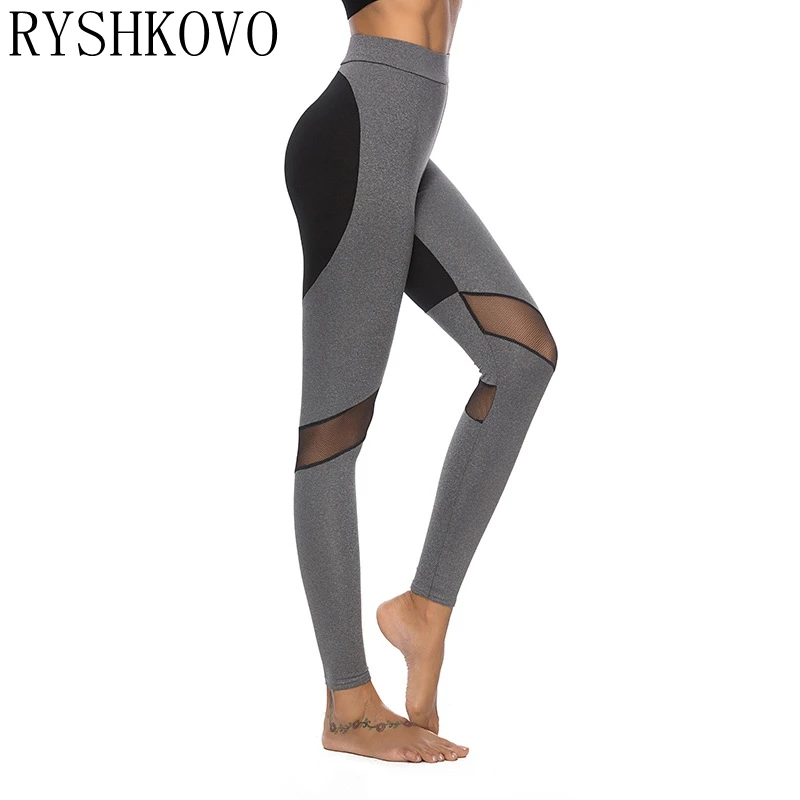 RYSHKOVO 2018 Sexy Mesh Patchwork Elastic Running Fitness