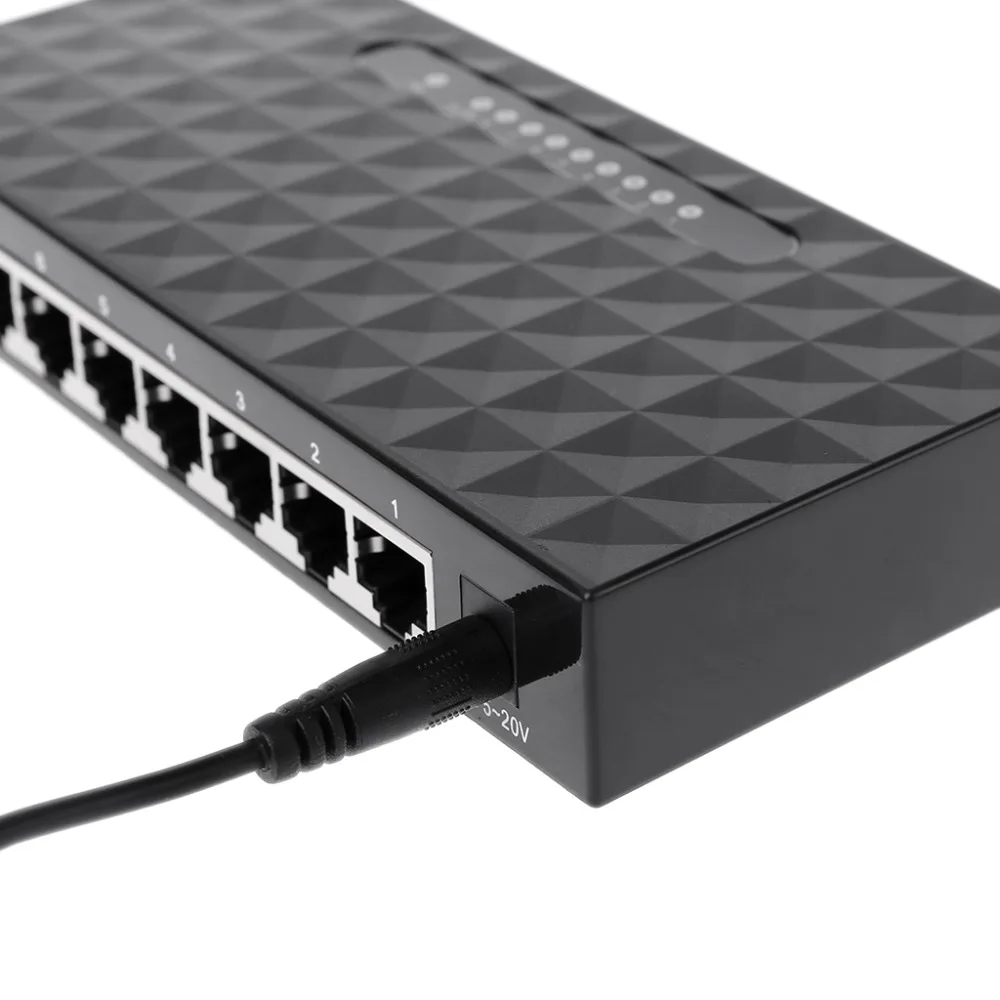 Сеть 8-Порты и разъёмы 10/100/1000 Мбит Gigabit LAN коммутатор для интернет-сети HUB мини для настольных ПК с ЕС Plug черный C26