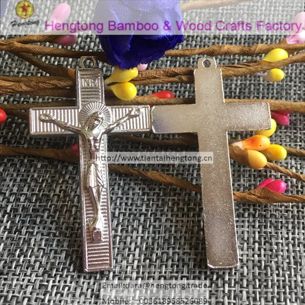 

25pcs/pack 50mm one hole Rhodium color alloy rosary cross,italy religious jesus crucifix as necklace pendant