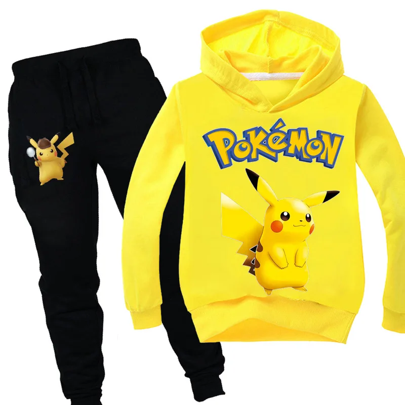 POKEMON GO Detective Pikachu/детская одежда для мальчиков и девочек осенний Свитшот комплект