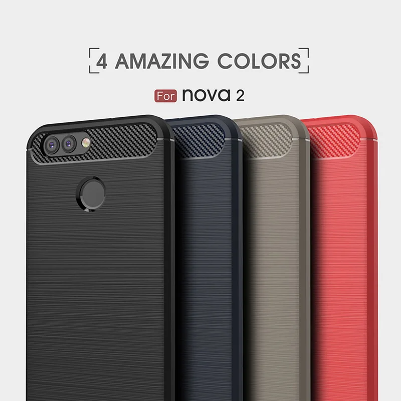 

1Pcs Luxury Mobile Phone Cases for Huawei Nova2 Silicone Drop Protection Gel carbon fiber Soft Shell