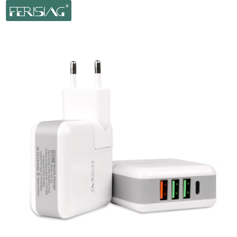 

FERISING 5W Fast Charger QC3.0 Quick Charge 3.0 USB Travel Wall Charger Adapter Portable EU Plug With Type C Home Charger