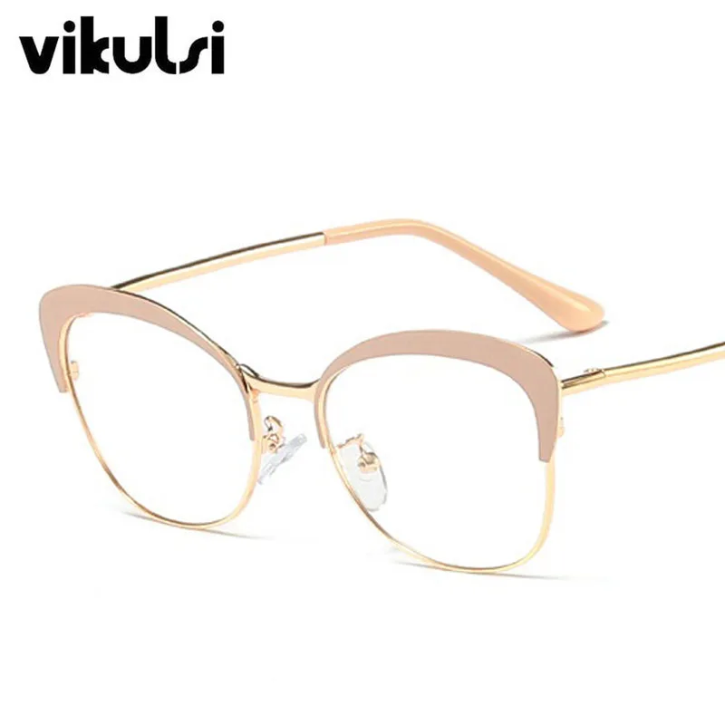 

2019 Fashion Cat Eye Glasses Frames Women Trending Styles Brand Metal Frame Transparent Glasses Female Oculos De Eyewear UV400
