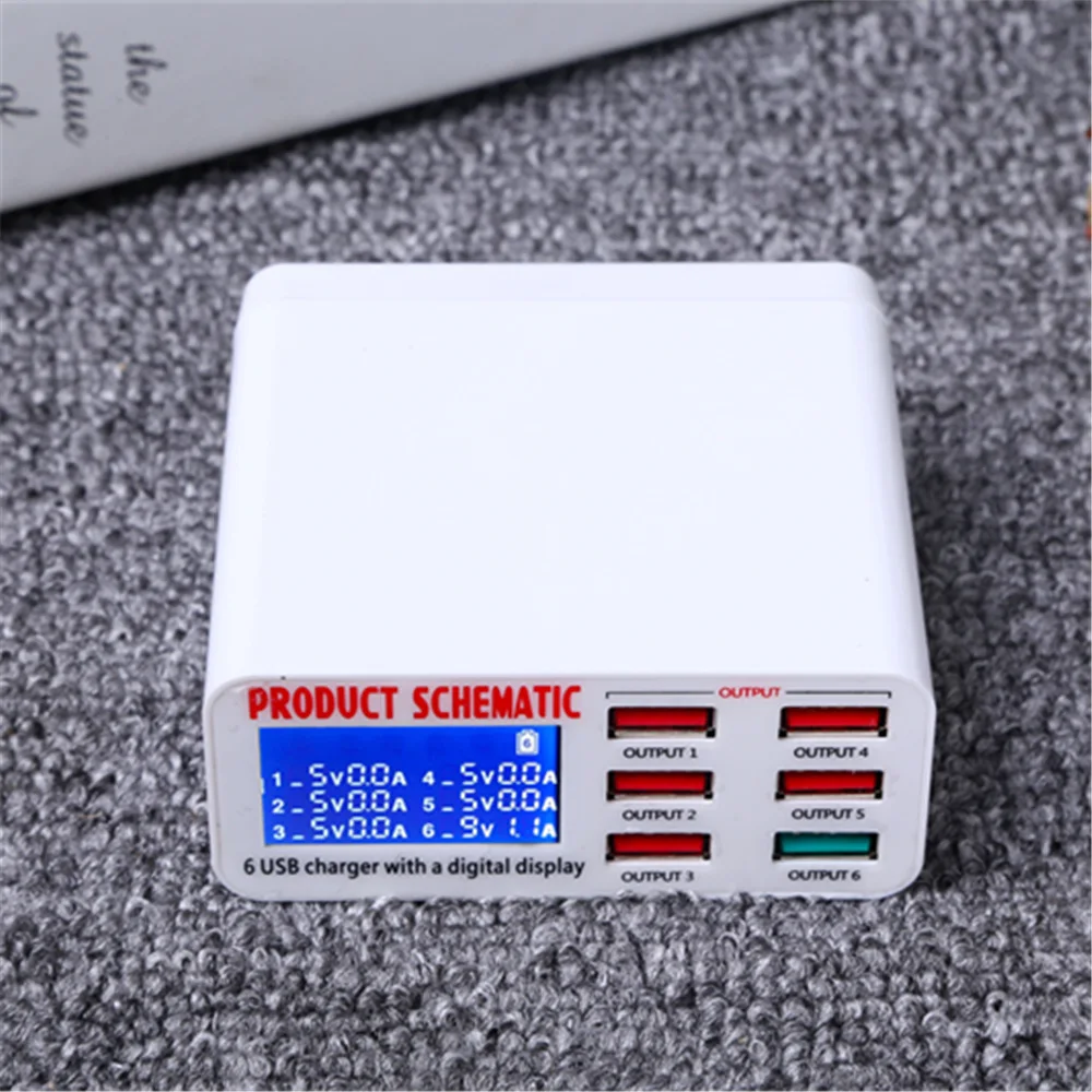 Go2linK USB зарядное устройство портативное Мульти порт быстрое 6 портов гнездо с ЖК