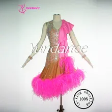Ostrich feather latin dance dresses performance women L-11115