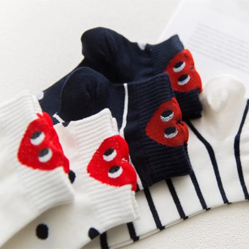 

2019 Sunmmer Red Heart Cute College Wind Simple Basic Funny Female Socks Warm Comfortable Cotton Sock