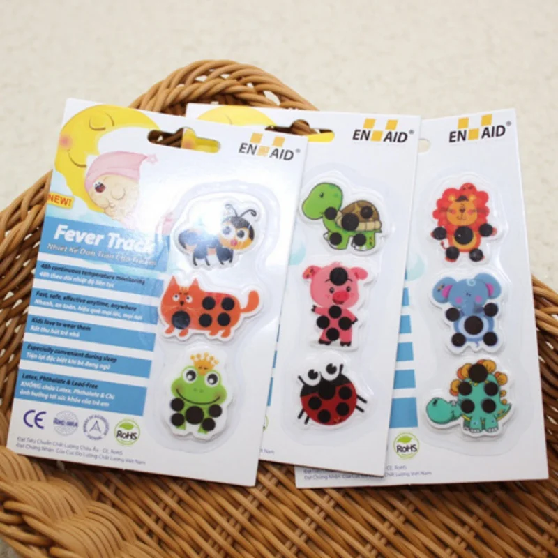 

3 PCS/lot Cartoon Stickers Forehead Thermometer LCD Monitor Thermometer Head Child Safety Baby Care Thermometer Animal Random