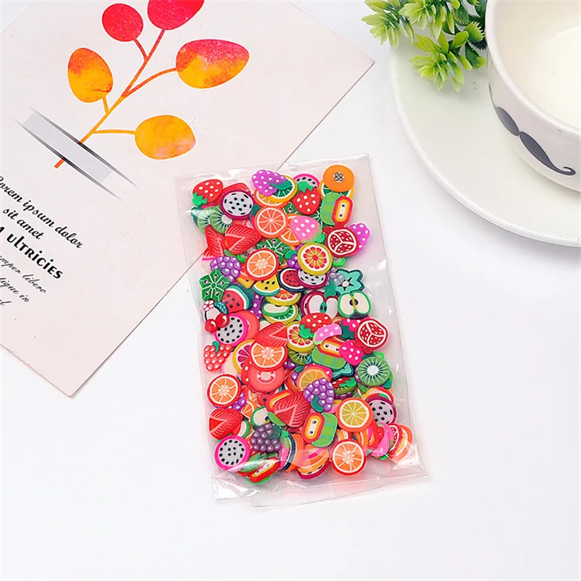 

New Polymer Clay Tiny Fimo Fruit slices Nail Art DIY Accessories Designs Wheel Nail Art Fruit Decorations Wholesale