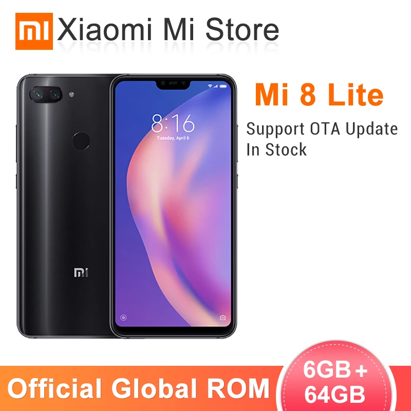 

In stock Global ROM Xiaomi Mi 8 Lite 6GB RAM 64GB ROM Smartphone Snapdragon 660 6.26" 2280 x 1080 FHD+Screen 24.0MP Front Camera