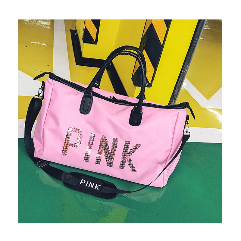 Женская розовая спортивная сумка с блестками для занятий спортом, сумки для фитнеса, сумка для тренировок в европейском стиле, большая дорожная сумка для багажа с розой