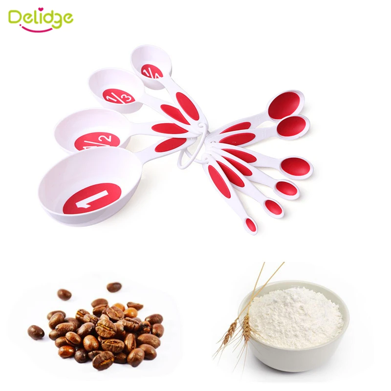 

Delidge 10 pcs/Set Plastic Kitchen Measuring Spoons Useful Measuring Cups Spoon Cup Baking Utensil Set Kit Measuring Tools