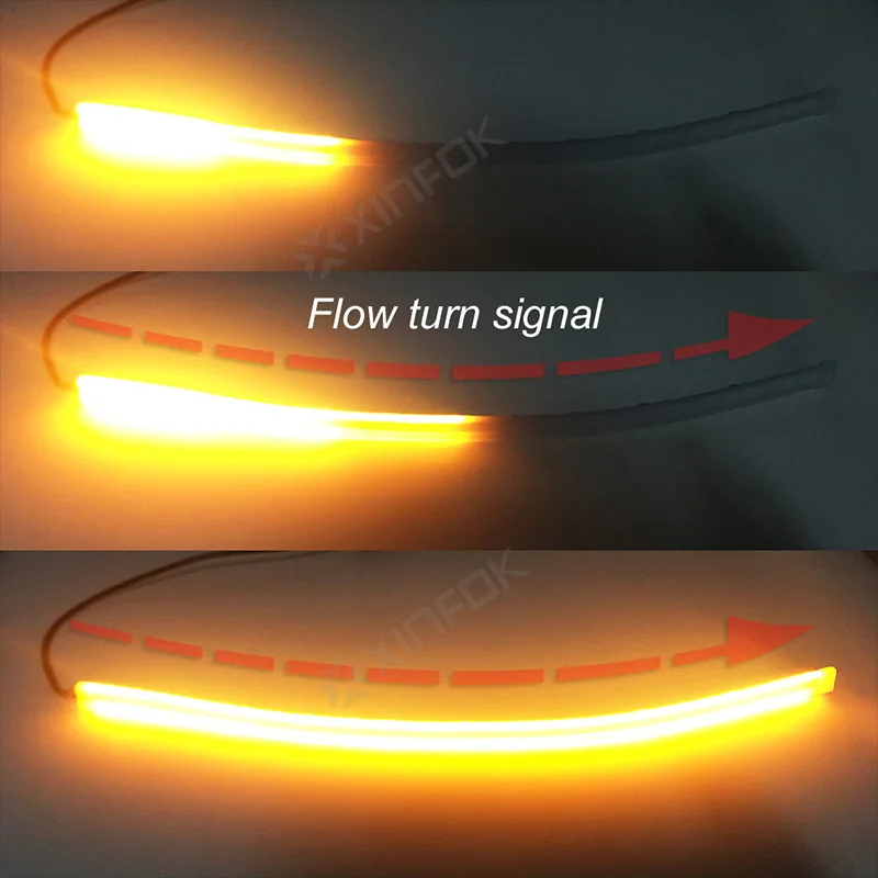 2x60 см, белый, желтый, последовательный гибкий светодиодный дневной светильник DRL для головы, светильник в полоску, дневной ходовой светильник с желтой поворотной сигнальной лампой