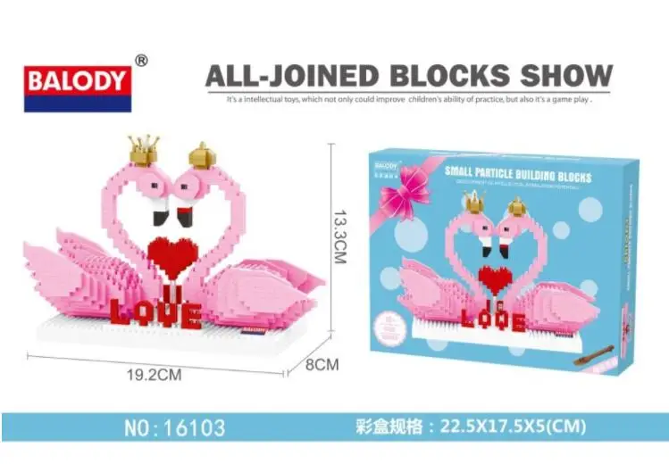 Mini-bricks-toy-Cute-Pink-Flamingo-Cartoon-Auction-Figures-Anime-Bird-Nano-building-Bricks-early-education