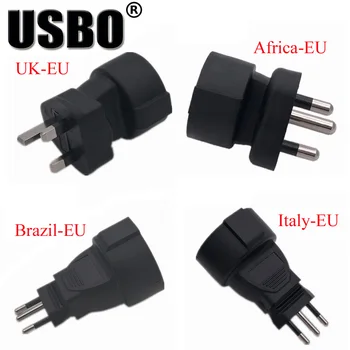 

Black 10A 250V copper EU Germany Frence AC power adaptor plug AU/UK/US/Africa/Italy/Brazil to EU adaptor plug socket converter