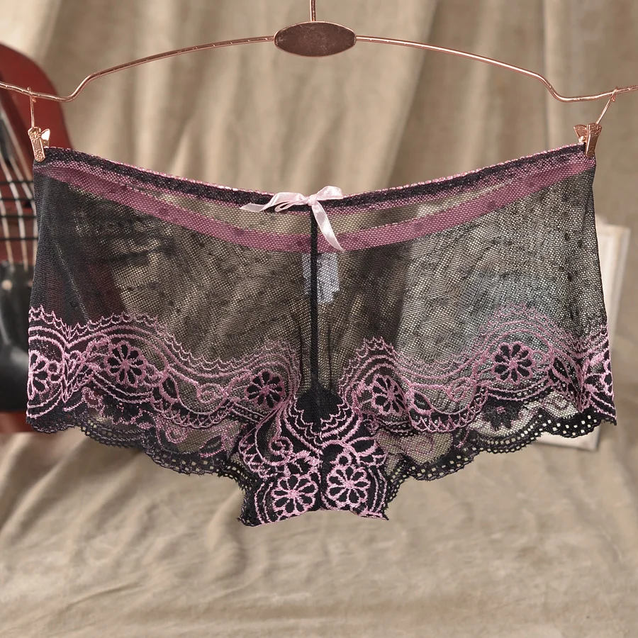 

Summer new arrival transparent temptation ultra-thin panty butt-lifting decorative pattern female trunk lace underwear boyshort
