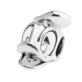 

100% 925 Sterling Silver Jewelry Fits Silver Charms Bracelets DIY Jewelry Lovely Duck Portrait Animal Charms Beads Wholesale
