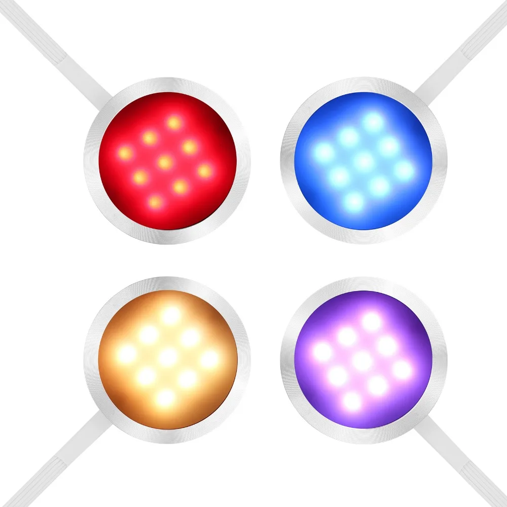 

rgbw LED Under Cabinet Counter Lighting Kit for Kitchen Closet Shelf Decoration with IR Remote Control 4-Pack Puck Light YOUKOYI