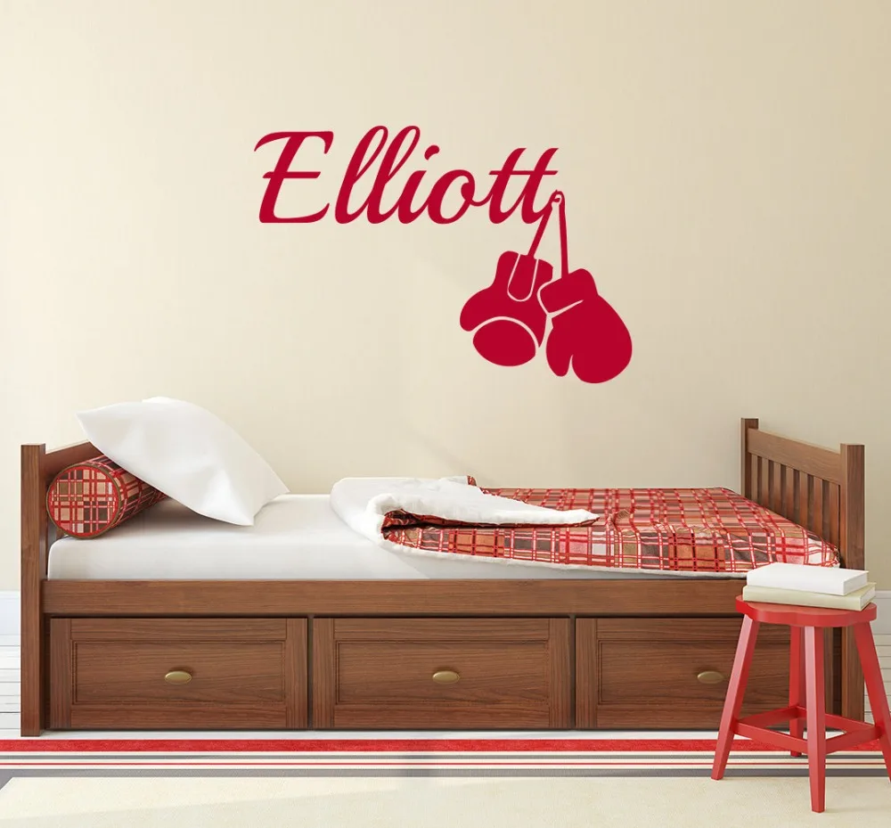 

Boxing Gloves Personalized Name Wall Decal Cool Kids Boys Brave Costom Name Stickers Nursery Baby Decoration Vinyl Art DIYSYY341