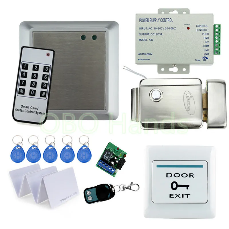 complete 125khz rfid card reader kit electric lock power supply door bell remote complete 125khz rfid card reader kit electric lock power supply door bell remote