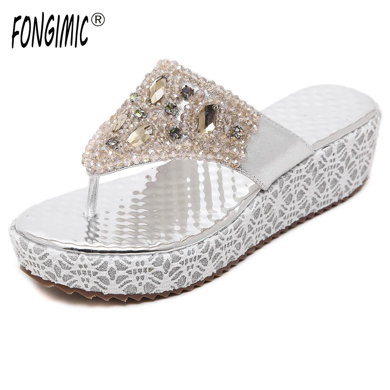 

FONGIMIC Fashion Women Flip Flops New Bohemia Style Slip-on Plain Wedges Comfortable Female Shoes Summer High Quality Slippers