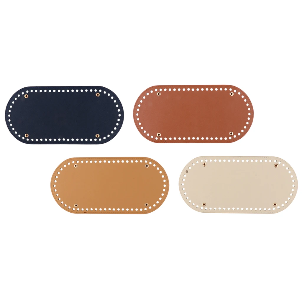 4Pcs 60 Holes PU Leather Bag Pad Shaper Tote Bottom Insert for Hand-woven Bag Accessories Replacement