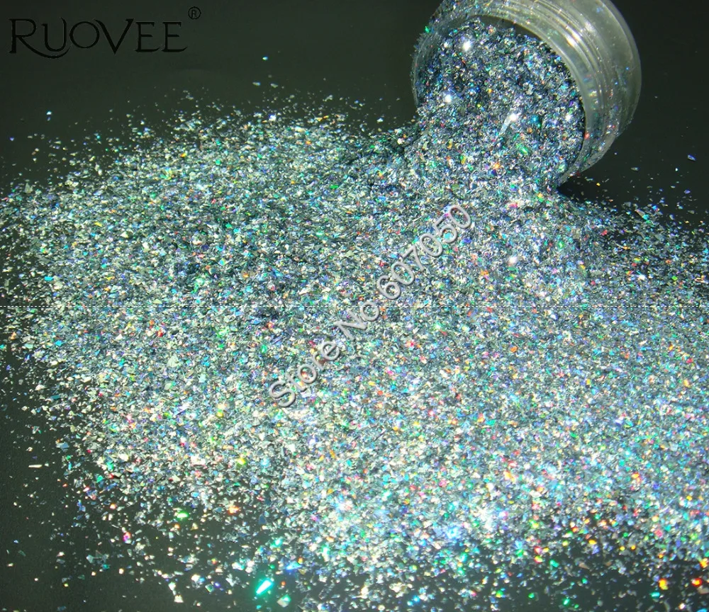 

Holographic Laser Grey Solvent Resistant Mylar Shard Glitter Shape For Nail Art Gel Eye shadow Cosmetic DIY Craft Decoration